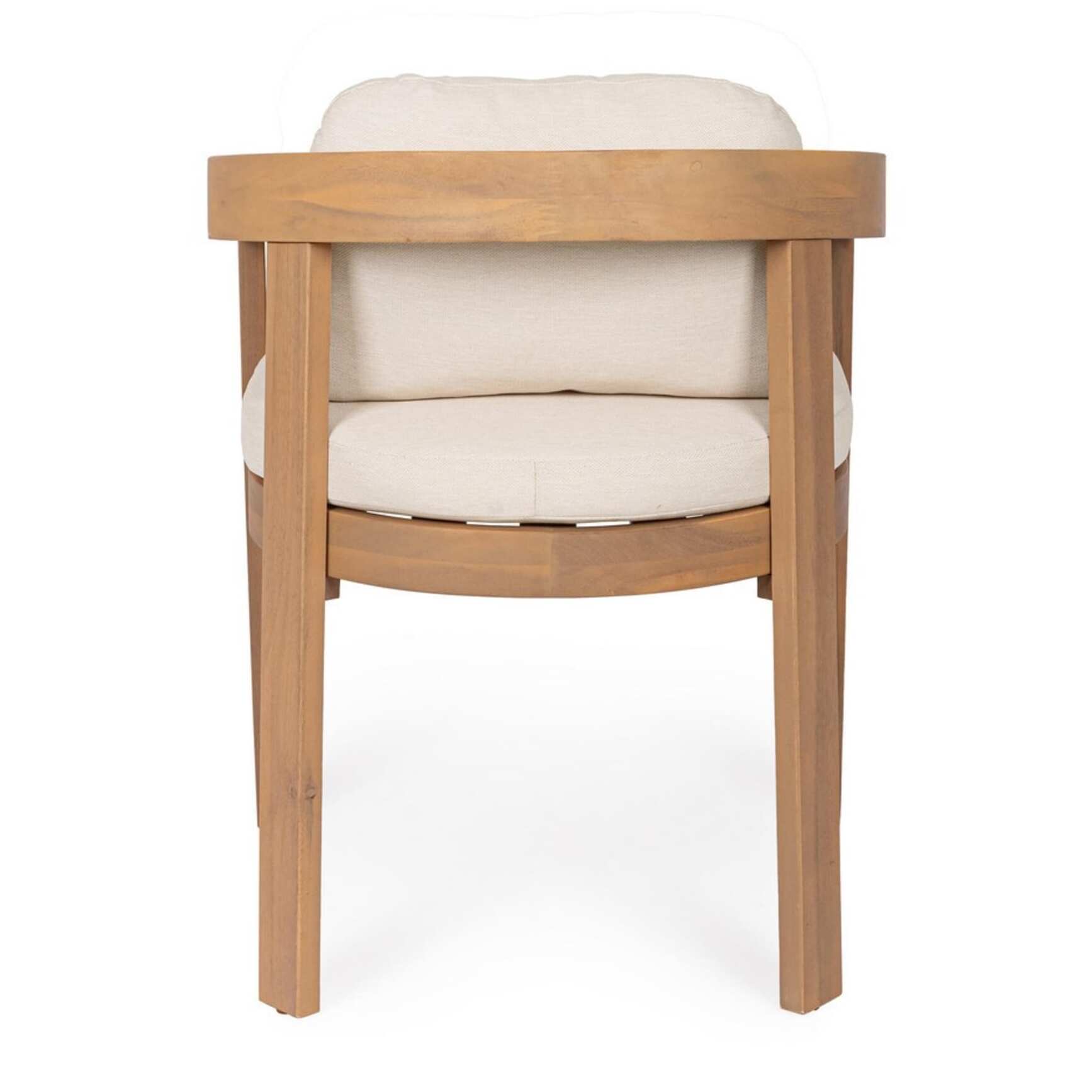 Set di 2 sedie GIRONA in legno di acacia e tessuto beige, con braccioli