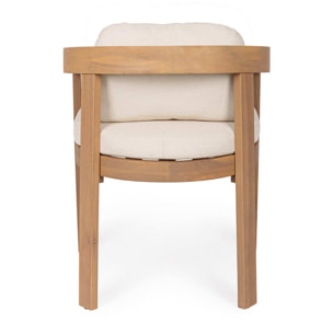Set di 2 sedie GIRONA in legno di acacia e tessuto beige, con braccioli