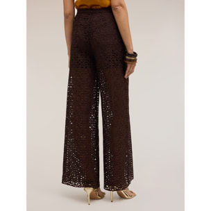 Motivi - Pantalones palazzo de encaje macramé - Marrón