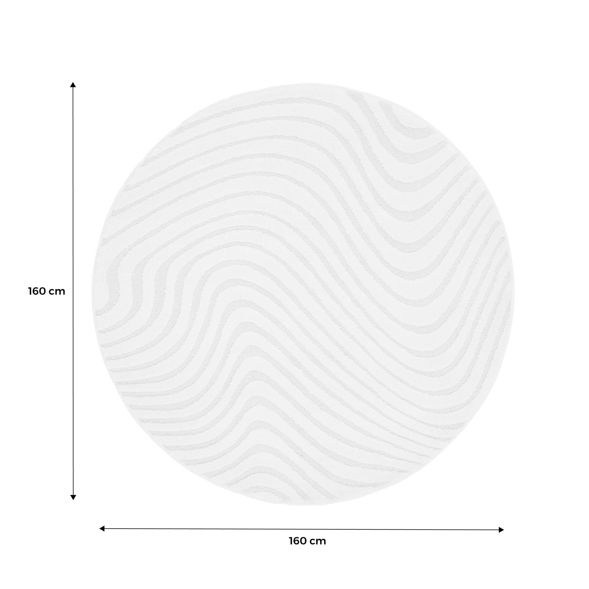 Tapis rond intérieur motifs ondulations en relief créme CHUCK