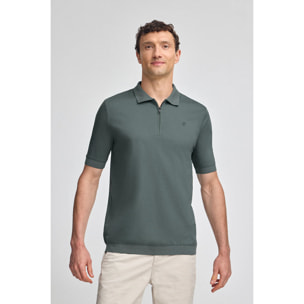 Polo grigio pietra Esko con cerniera e con monogramma ricamato