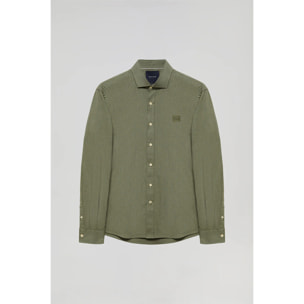 Camicia in twill verde con logo Polo Club