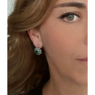 Pendiente ballestilla con cristal de Sw en esmeralda