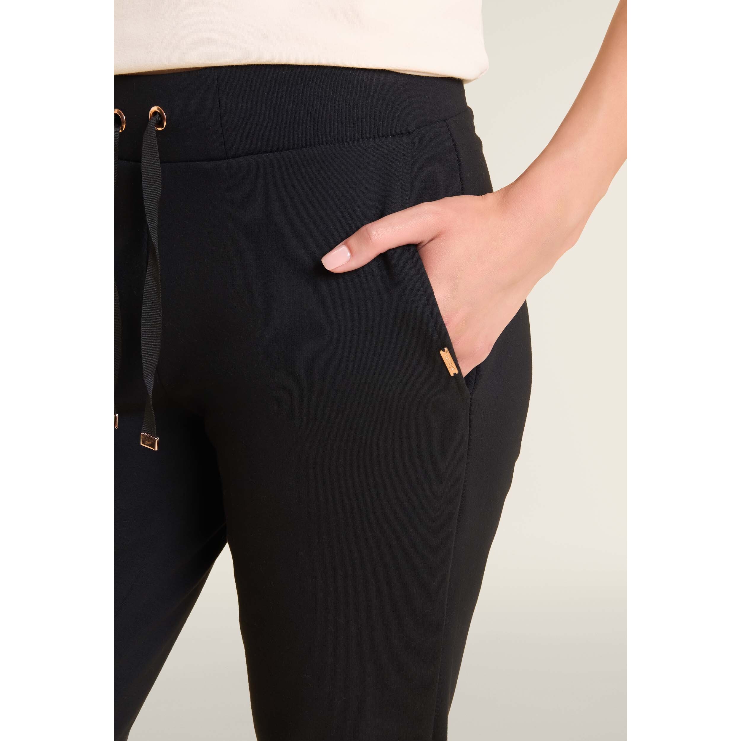 Pantaloni donna dritti in felpa garzata