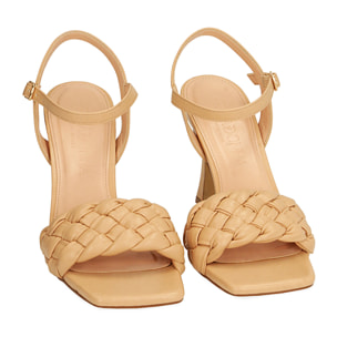 Sandali beige padded, tacco 9,5 cm