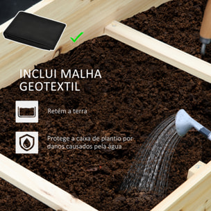 Jardinera de Madera de 3 Niveles Escaleras de Huerto Urbano con Tela Geotextil para Cultivos Plantas Flores para Jardín Terraza Exterior 117x100x54 cm Natural