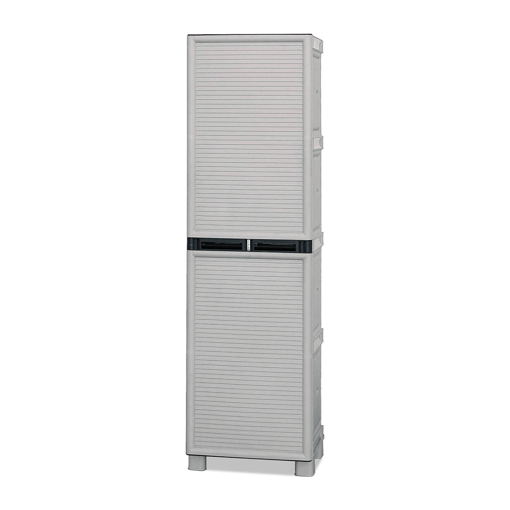 Armadio da esterno Allain, Mobile multiuso, Armadio per lavanderia, Armadietto outdoor, 100% Made in Italy, Grigio chiaro, 50x39h172 cm