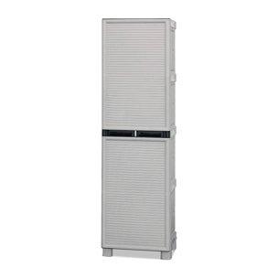 Armadio da esterno Allain, Mobile multiuso, Armadio per lavanderia, Armadietto outdoor, 100% Made in Italy, Grigio chiaro, 50x39h172 cm