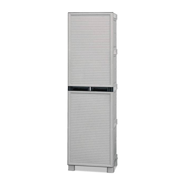 Armadio da esterno Allain, Mobile multiuso, Armadio per lavanderia, Armadietto outdoor, 100% Made in Italy, Grigio chiaro, 50x39h172 cm