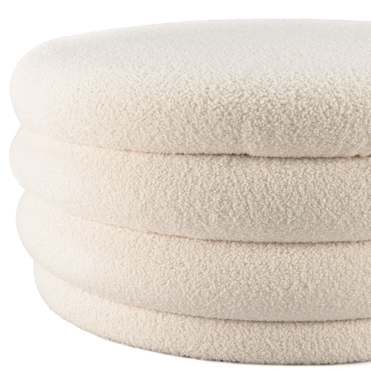 LEOPOLD - Pouf L en tissu bouclette écru avec rangement