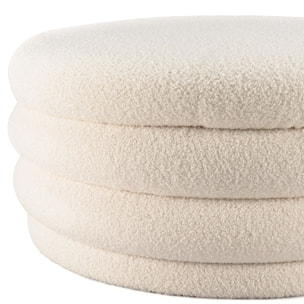 LEOPOLD - Pouf L en tissu bouclette écru avec rangement