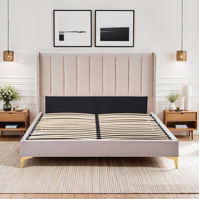 Sommier avec tête de lit Lavezzi | Coloris Beige