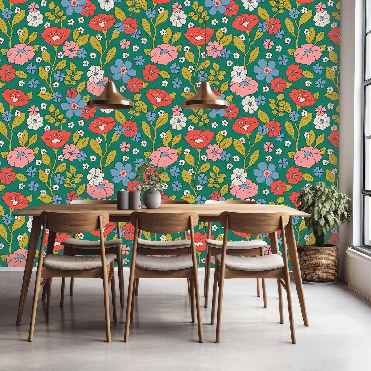 Papier peint panoramique Elise eglantine  Intissé