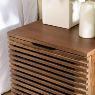 ALIX - Table de chevet en bois de manguier 1 porte ajourée