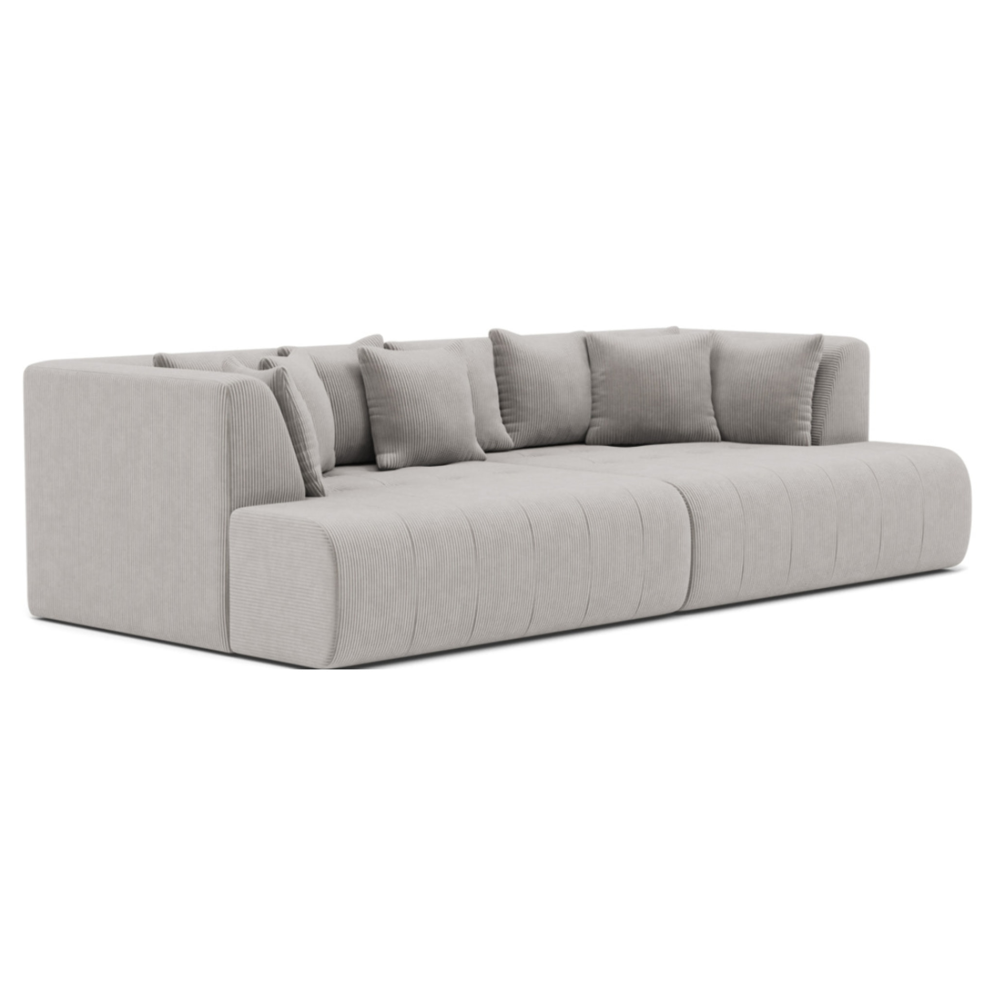 Onyx - canapé droit 4 places avec double méridienne - assise profonde - en velours côtelé - Gris clair
