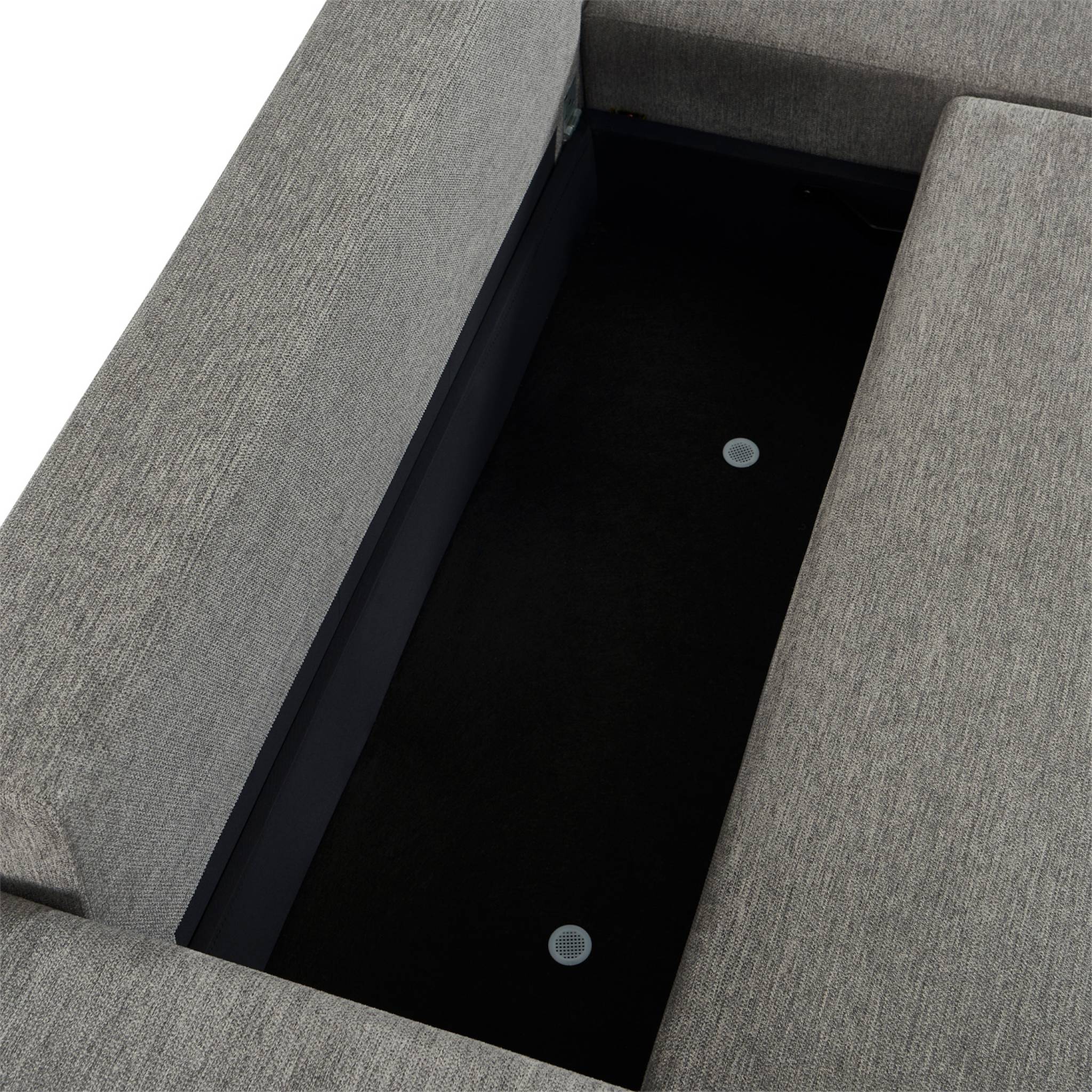Canapé d'angle droit convertible 3 places tissu avec coffre WIDE
