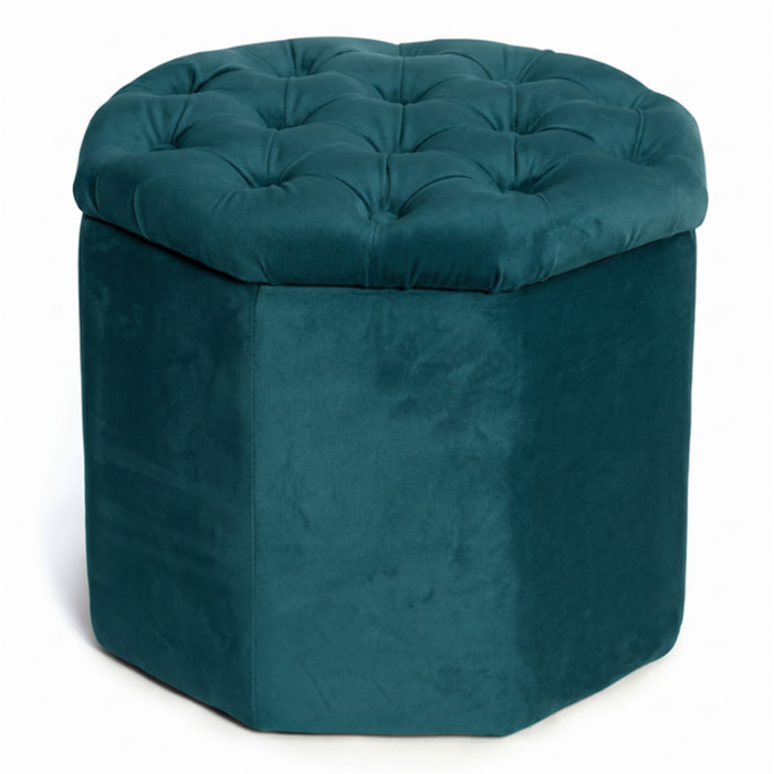 Pouf contenitore ottagonale in velluto trapuntato 40x35 cm, sgabello imbottito con vano portaoggetti, pouf salvaspazio elegante per salotto camera da letto ingresso cabina armadio, design moderno effetto velvet