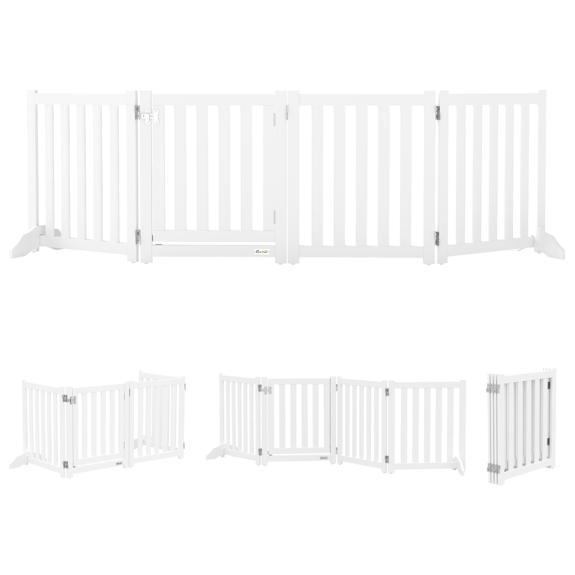 Barrière de sécurité chien pliable modulable autoportante avec porte max. 205 x 60 cm MDF blanc
