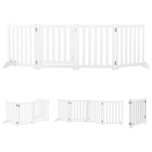 Barrière de sécurité chien pliable modulable autoportante avec porte max. 205 x 60 cm MDF blanc