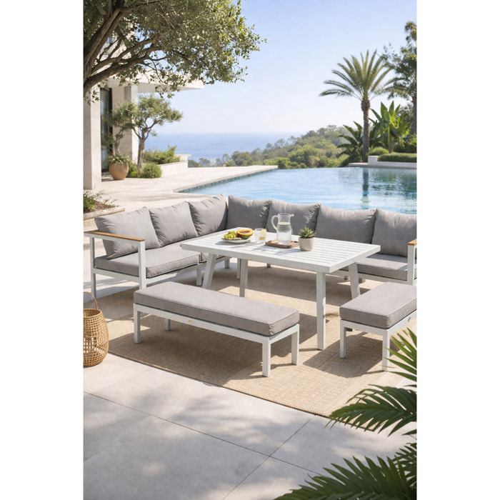 MAJARI - Ensemble repas de jardin 9 places - Blanc