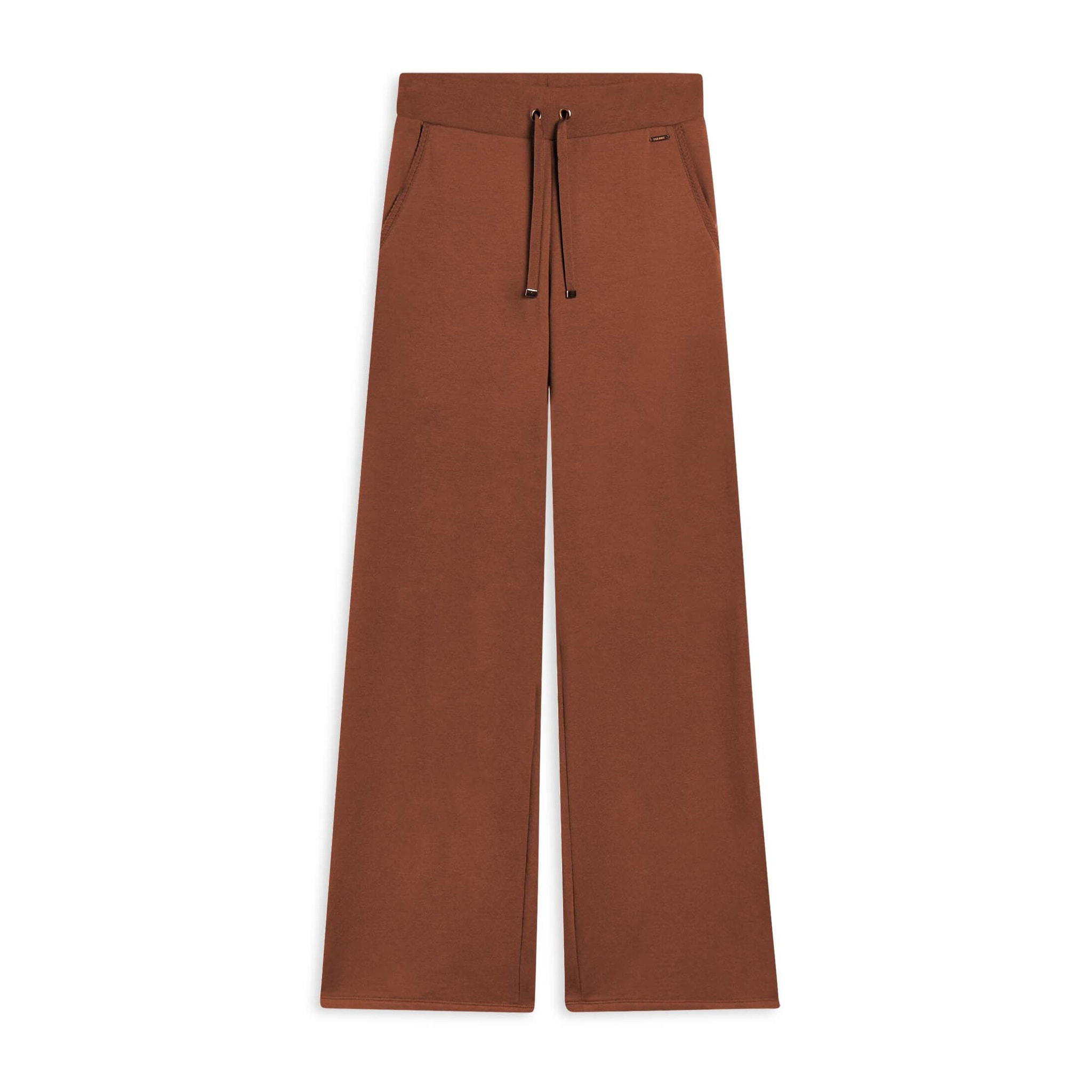 Pantaloni donna wide leg con dettagli micro-trecce