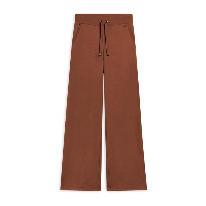 Pantaloni donna wide leg con dettagli micro-trecce