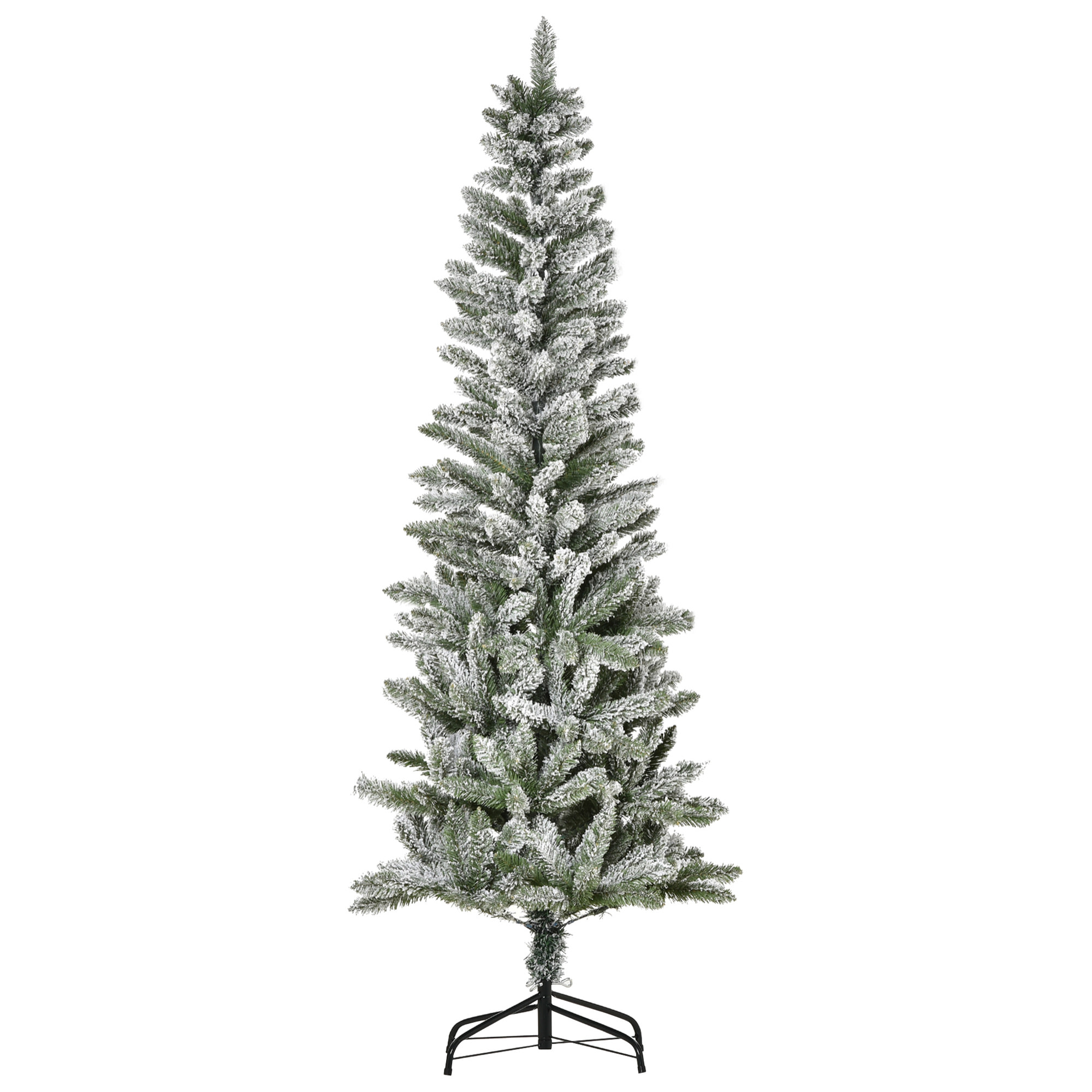 HOMCOM árbol de Navidad Nevado Artificial 180 cm con 394 Ramas Ignífugas de PVC Apertura Automática Base Plegable y Soporte de Acero Decoración Interior Ø60x180 cm Verde y Blanco