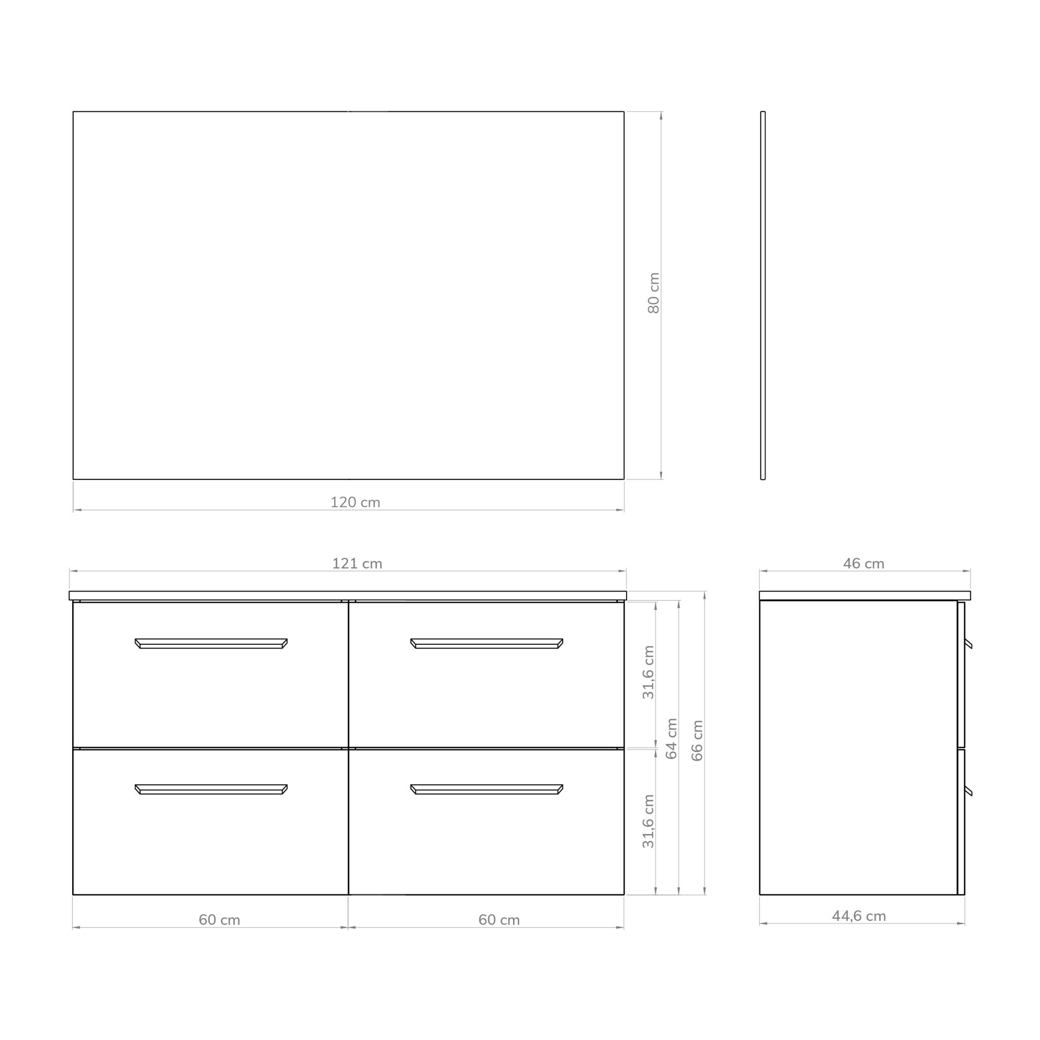 Ensemble de salle de bain MELODY 4C, Alday, 120 cm, Anthracite