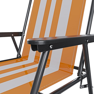 Sedia Pieghevole Da Spiaggia Campeggio Camping Leggera E Resistente In Metallo In Tessuto Oxford 600D Con Braccioli Seggiola Strisce Arancione