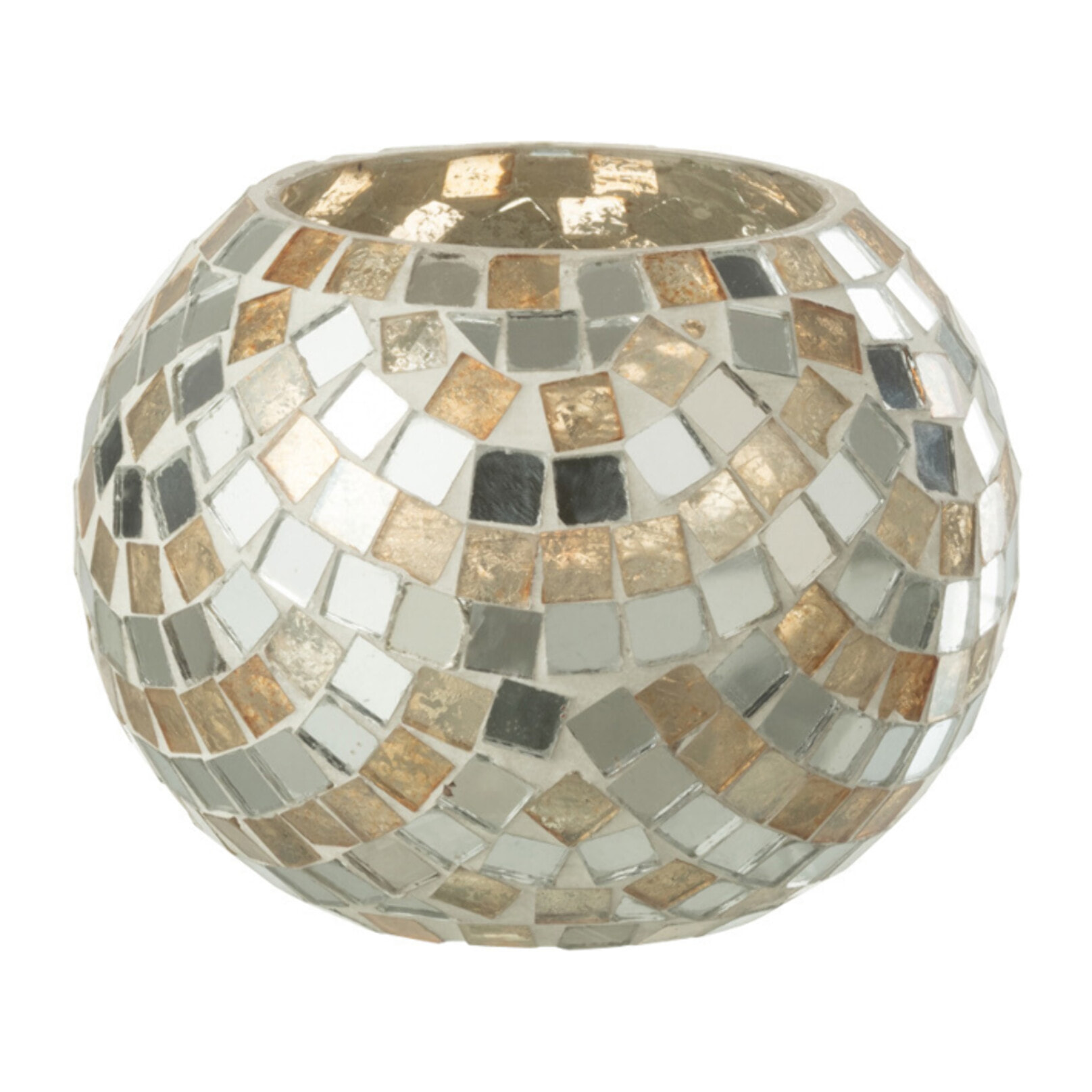 J-Line bougeoir Mosaic - verre - argent/or - small