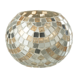 J-Line bougeoir Mosaic - verre - argent/or - small