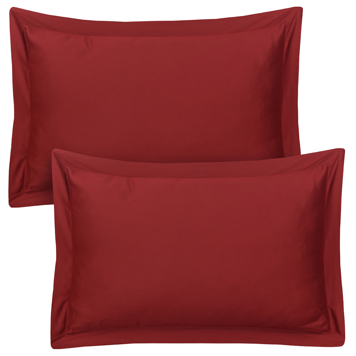 Lot de 2 taies d'oreiller satin de coton bordeaux