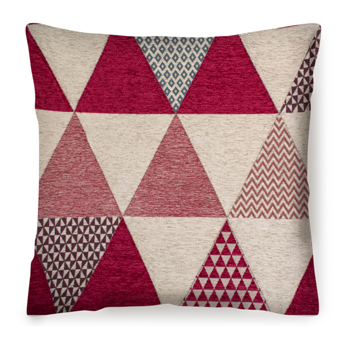 COPPIA CUSCINI ARREDO JACQUARD SFODERABILI 50X50 CM TRIANGOLI FUCSIA