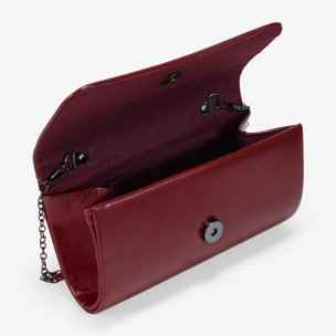 Bolso de fiesta burdeos brillante con solapa