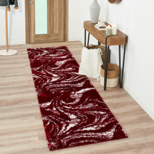 Oslo - tapis de salon à poils longs design abstrait rouge