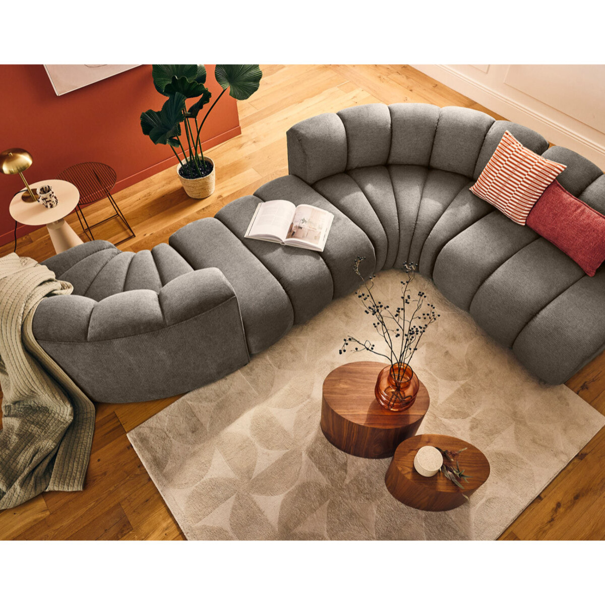 Debbie - module d'assise en tissu texturé - Taupe