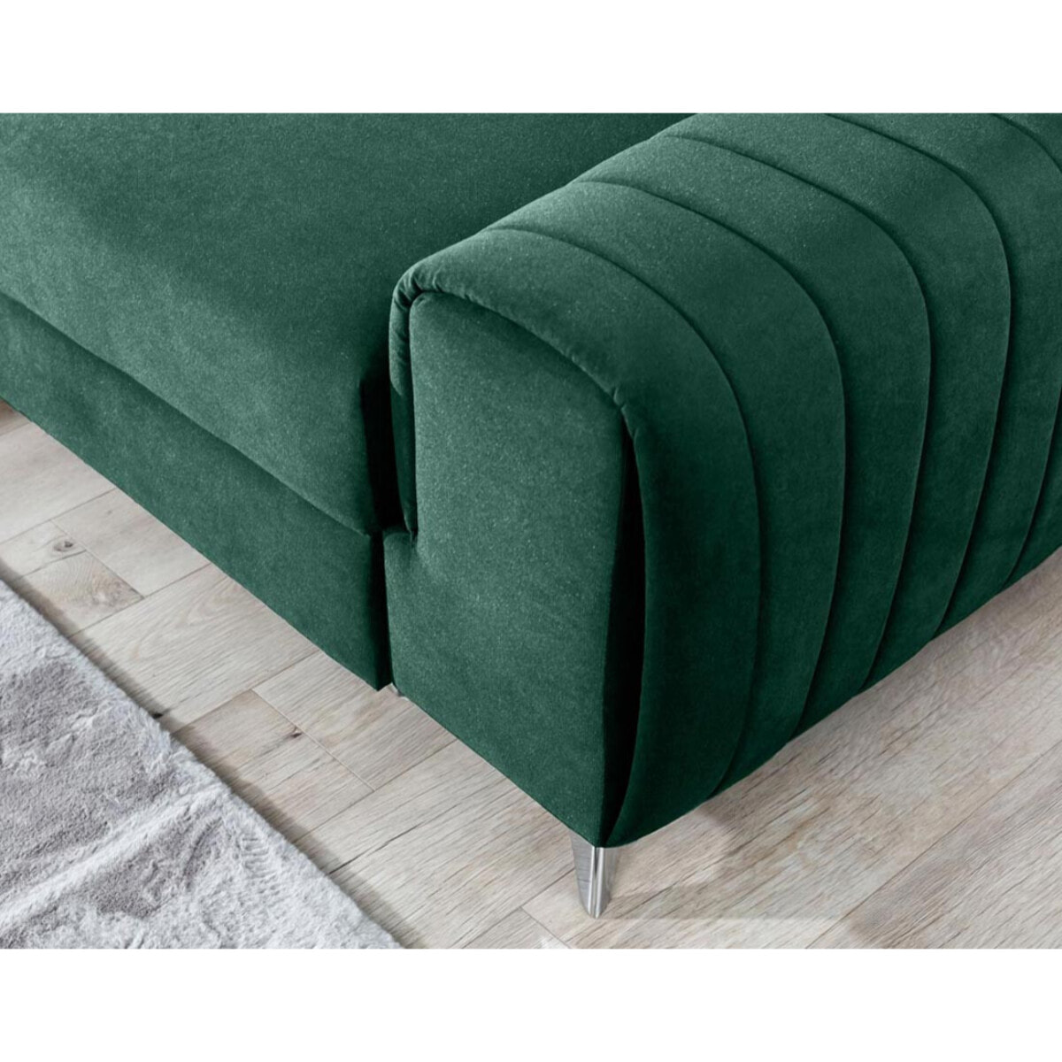 Talisay - canapé d'angle gauche - 5 places - convertible avec coffre - en velours - Vert