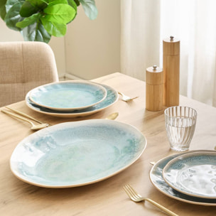 Plat Pia ovale 31,8x40,5cm bleu