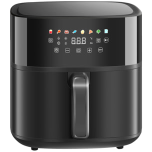Freidora de Aire 8 L Air Fryer 1700 W Circulación de Aire Caliente a 360° Temperatura Regulable 80-200°C 8 Programas Panel Táctil Temporizador Negro