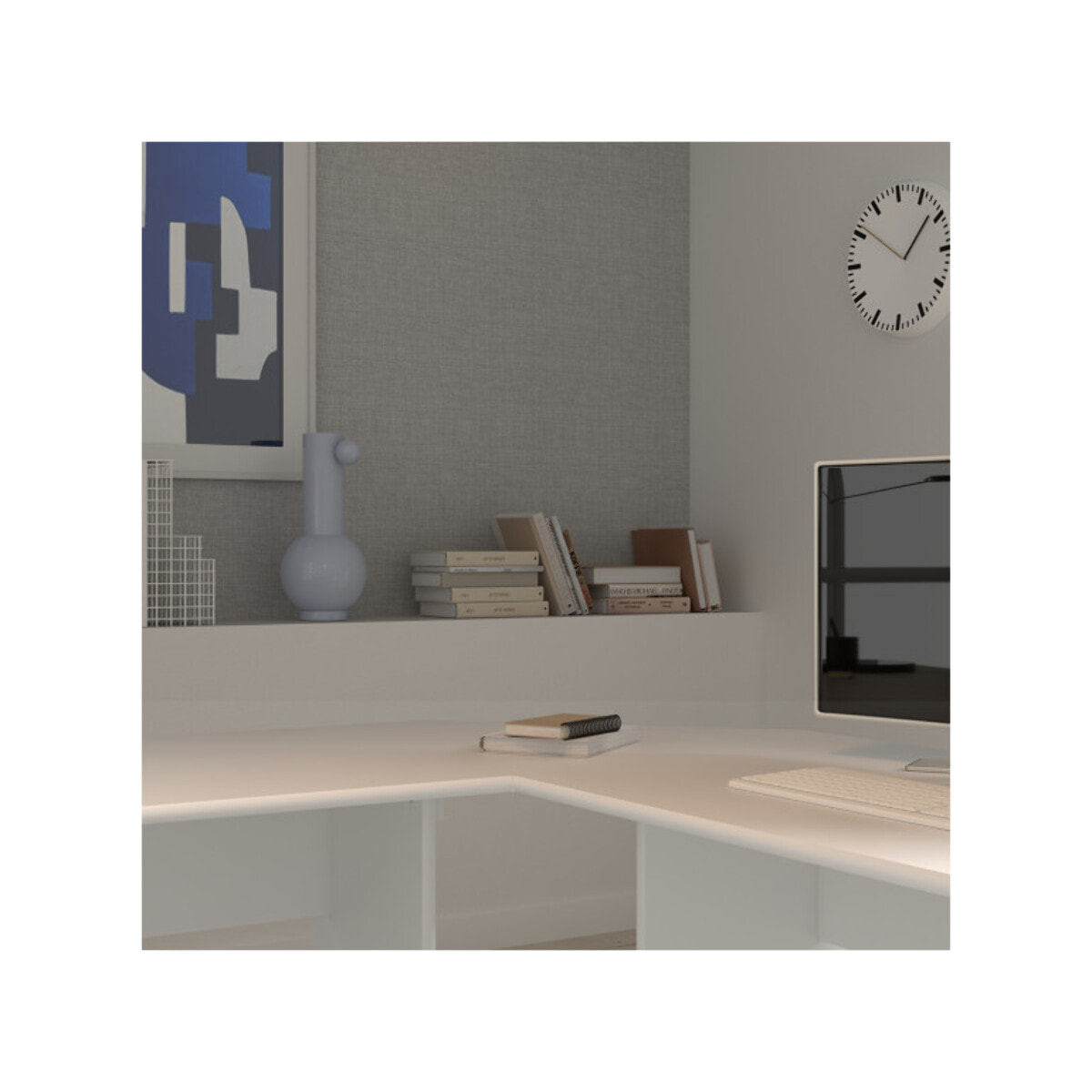 Plateau angle 90° pour liaison bureaux décor blanc - MIA