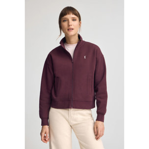 Sudadera color borgoña de cuello alto y cremallera completa con logo Rigby Go