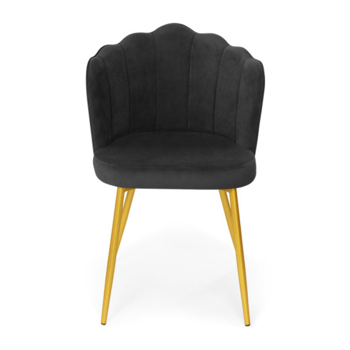 Chaises Arielle pieds dorés - Velours gris