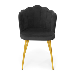 Chaises Arielle pieds dorés - Velours gris
