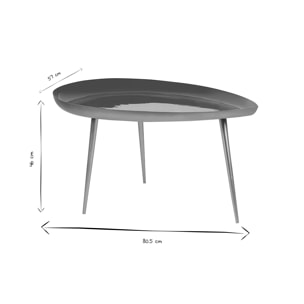 Table basse design en acier laqué bleu canard et doré L80 cm DROP