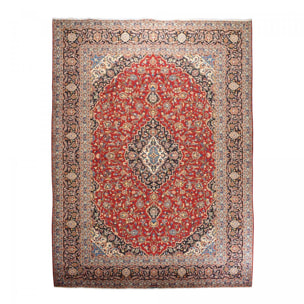 Authentique tapis persan Kashan de grandes dimensions, pièce unique, noué à la main en laine