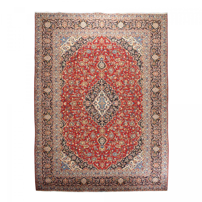 Authentique tapis persan Kashan de grandes dimensions, pièce unique, noué à la main en laine