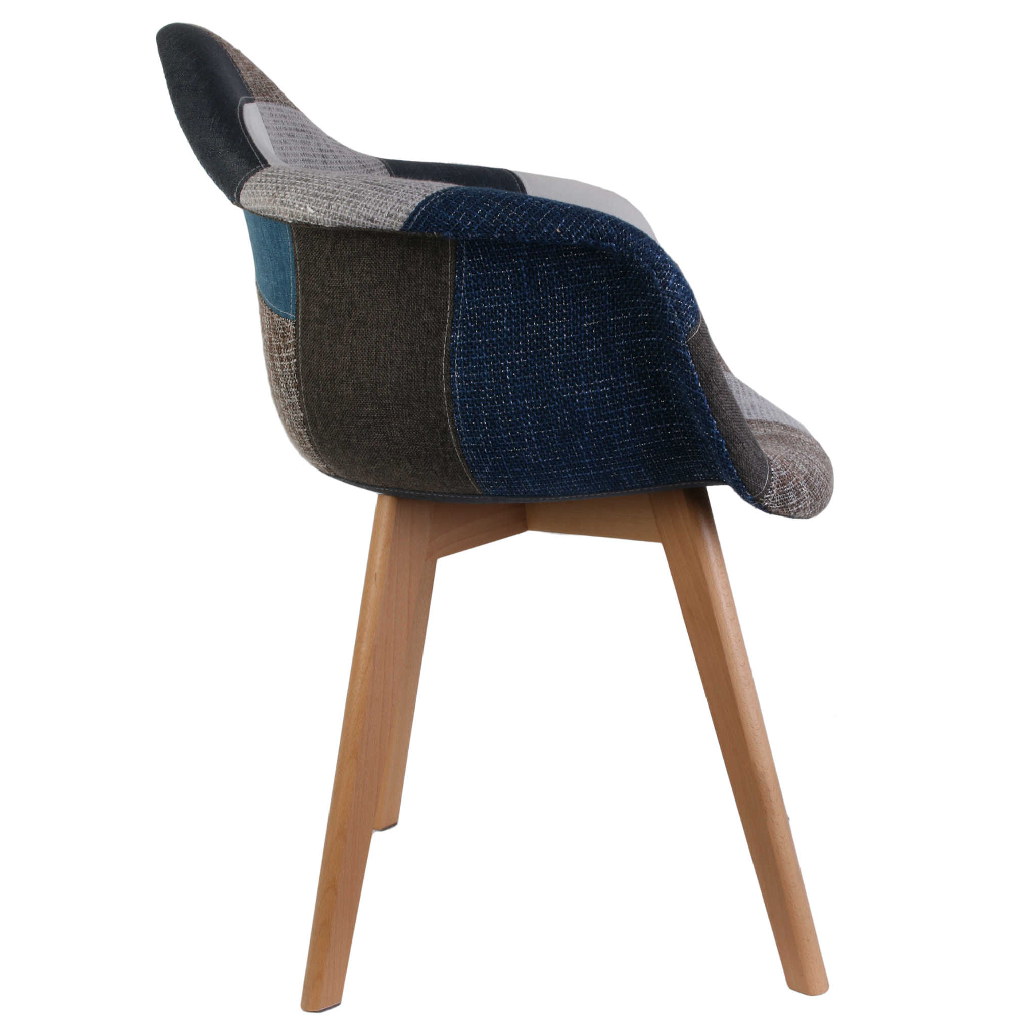 Fauteuil Patchwork Bleu Gris - Lot de 2
