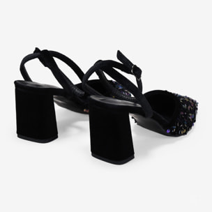 Zapatos de tacón negros con lentejuelas