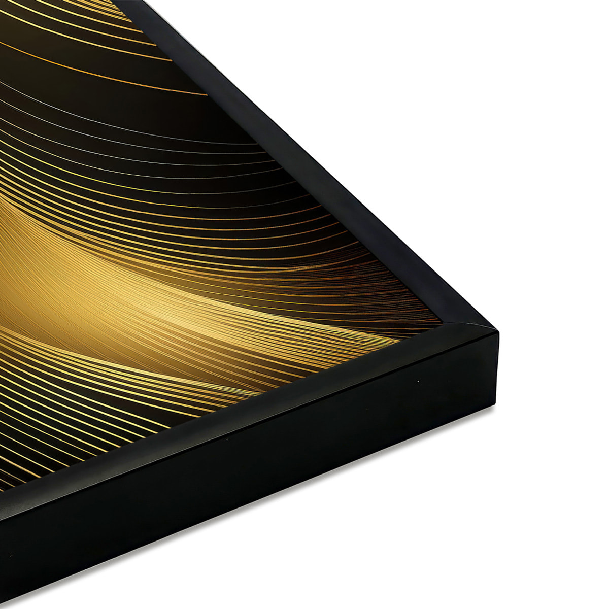 Affiche encadrée Composition abstraite noire et dorée Affiche + cadre en métal - Noir