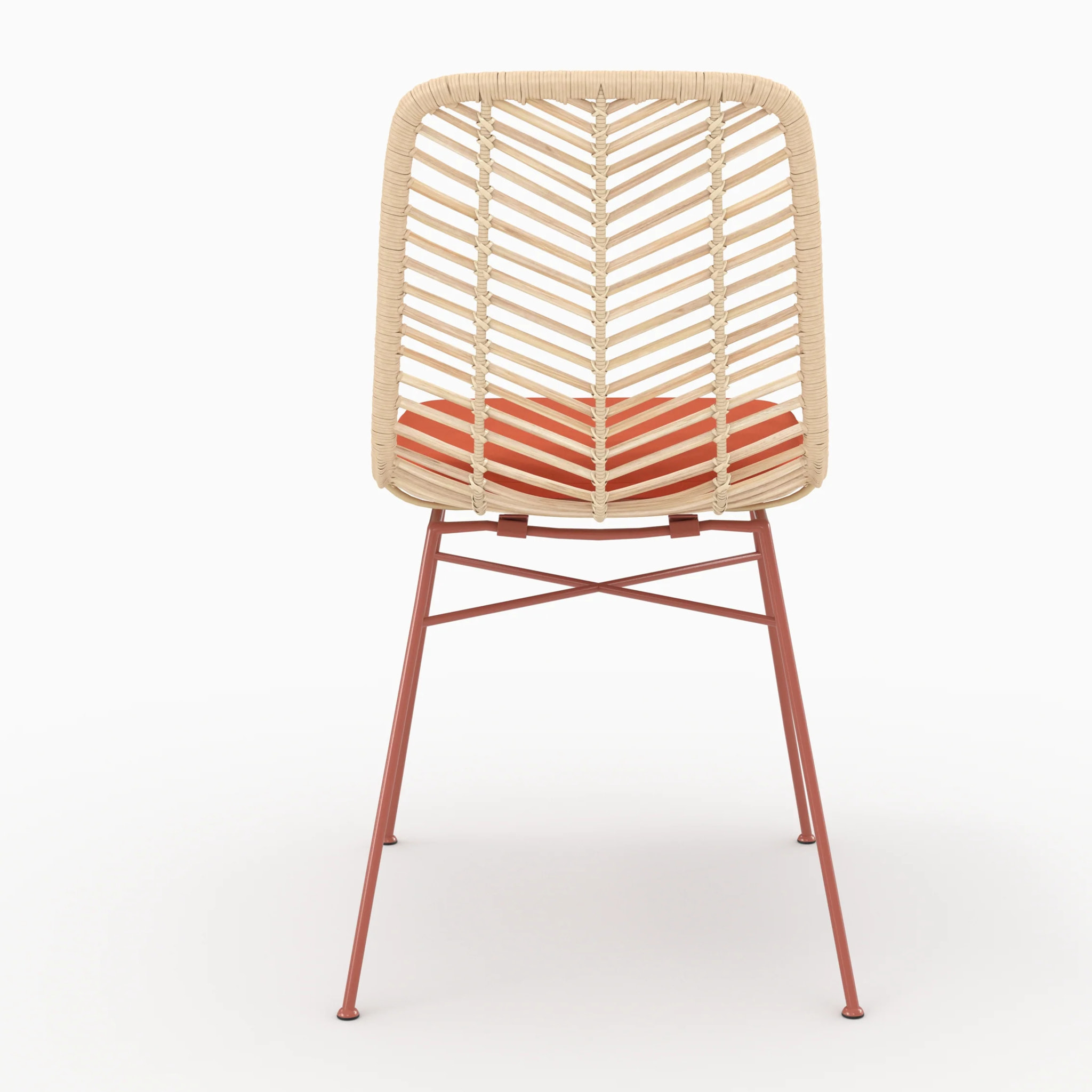 Lot de 2 chaises en rotin et tissu orange vermillon  - Tamara